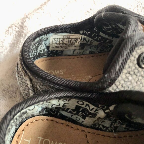 [Kid Size 6] TOMS Tiny Paseo Mid Woven Gray Sneaker Infant Shoe Unisex Canvas - Picture 5 of 6